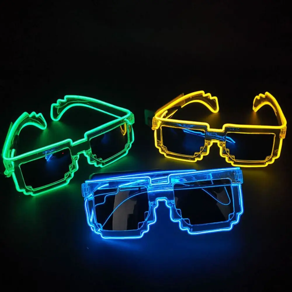 

Plastic Mosaic Luminous Glasses Gift Wireless Party Supplies Neon Glasses Fun LED Fluorescent Sunglasses