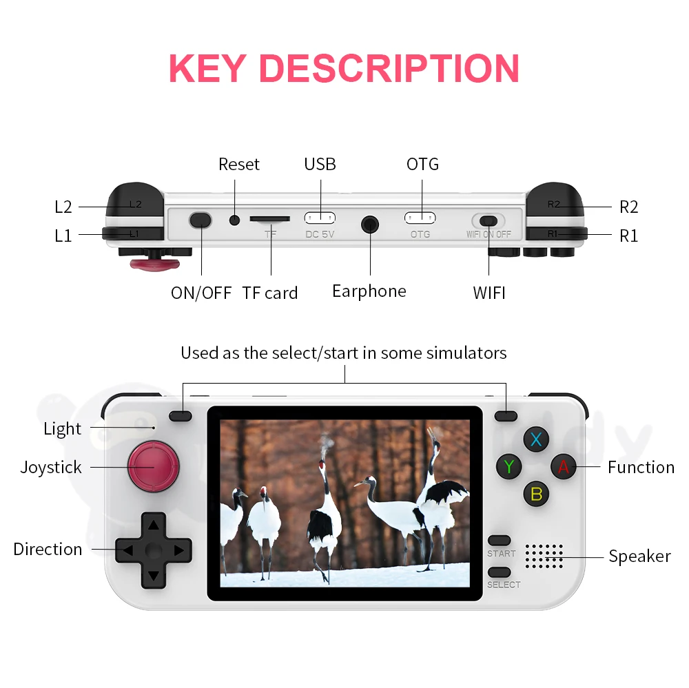 POWKIDDY NEW RGB10S 3.5-Inch IPS OGA Screen Open Source Handheld Game Console RK3326 3D Joystick Trigger Button Children's Gifts