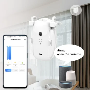 Electric double opening curtain motor, smart home curtain assistant, graffiti mobile phone remote control automatic intelligence