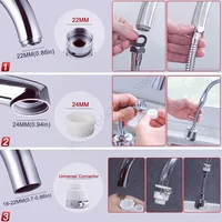 Adaptateur universel pour robinet de cuisine 2/3 modes 360 °   Extensions de filtre de robinet rotatif, Gadgets de cuisine, buse de robinet d'économie d'eau de pulvérisation 5