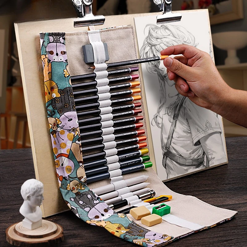 24 Pcs Sketching Charcoal Pencils Set Art Sketching Carbon Pen Plastic Rubber Belt Curtain Student Drawing Art Tool