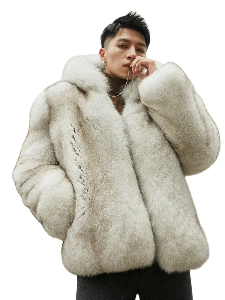 

Fangtai 2023 New Fashion Winter Warm Luxury Natural Real Fox Fur Coat Man Jacket Special promotion free shipping Plus Size