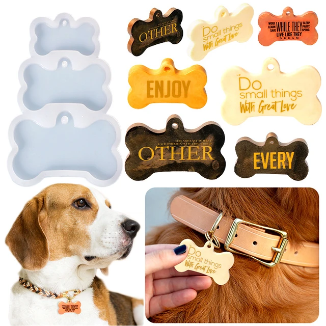 3-Cavities Dog Tag Mold Bone Shaped Keychain Pendant Mould Epoxy Resin Molds  New