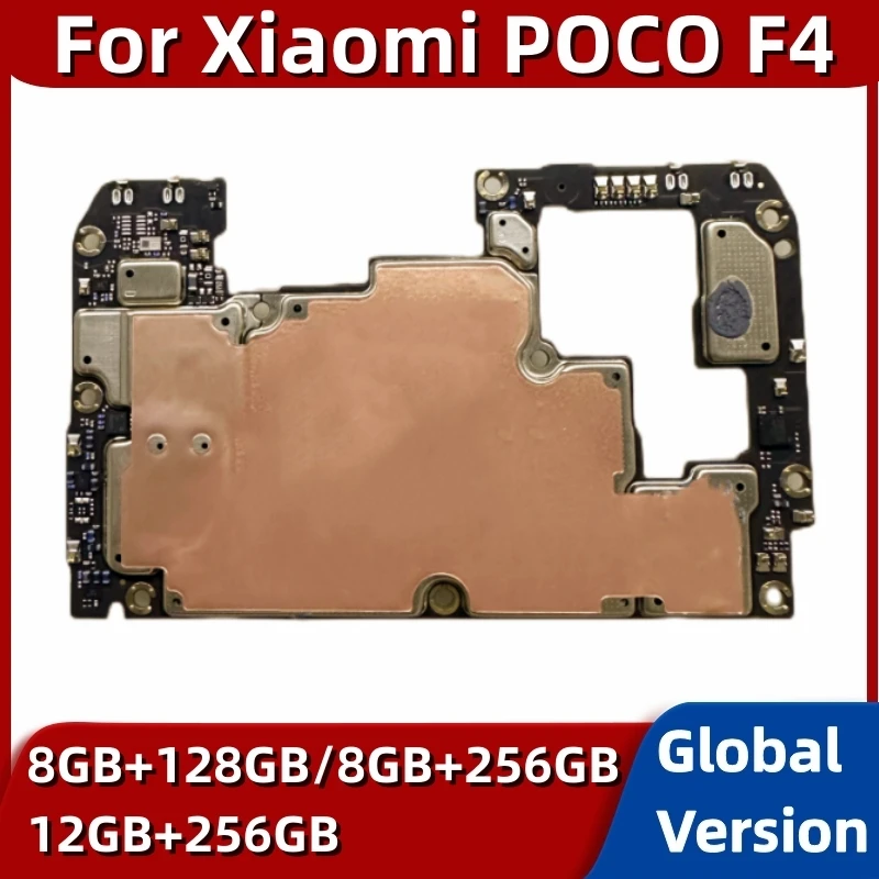 5G Motherboard for Xiaomi POCO F4, Original Unlocked Mainboard, 128GB, 256GB, Global ROM, Full Chips