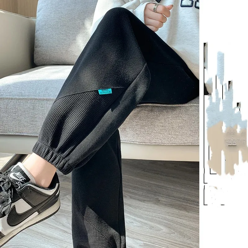 Women's Spring Autumn Elastic High Waisted Solid Drawstring Bandage Pockets Casual Sports Harlan Trousers Vintage Elegant Pants