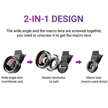 Alternative view of TOKOHANSUN Phone Lens Kit 0.45x Super Wide Angle & 12.5x Super Macro Lens HD Camera Lentes for iPhone 6S 7 Xiaomi All Cellphone