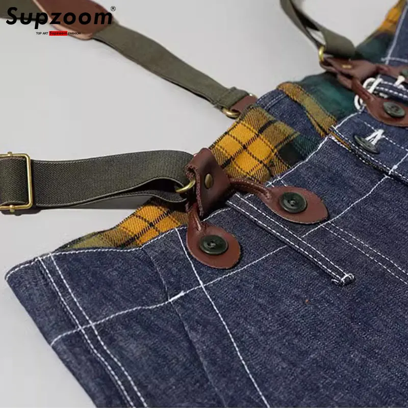 Supzoom New Arrival Top Fashion Autumn And Winter Casual Overalls Men's Fashionable Loose Fatty Multi-pocket Cargo Denim Jeans 4