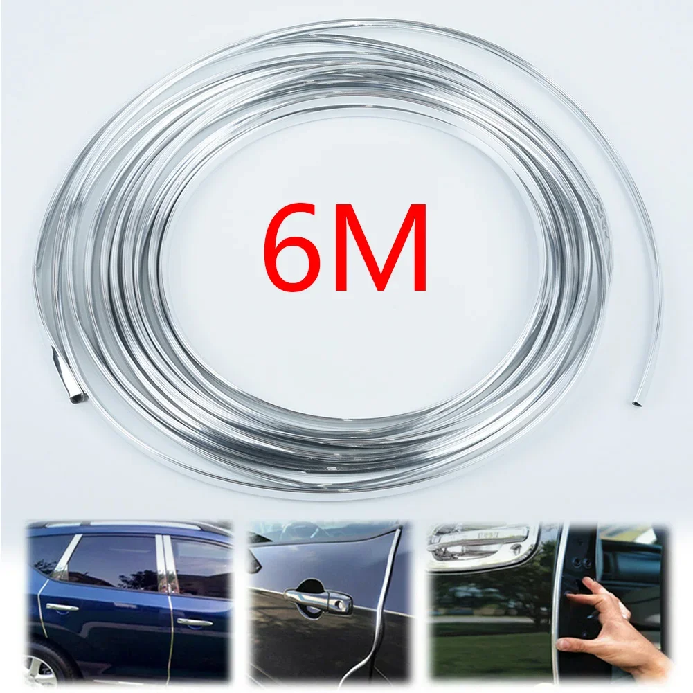 Trim Molding Strip U-profile Accessories Car Chrome Door Edge Grille PVC Protector Rims Anti Scratch 6M