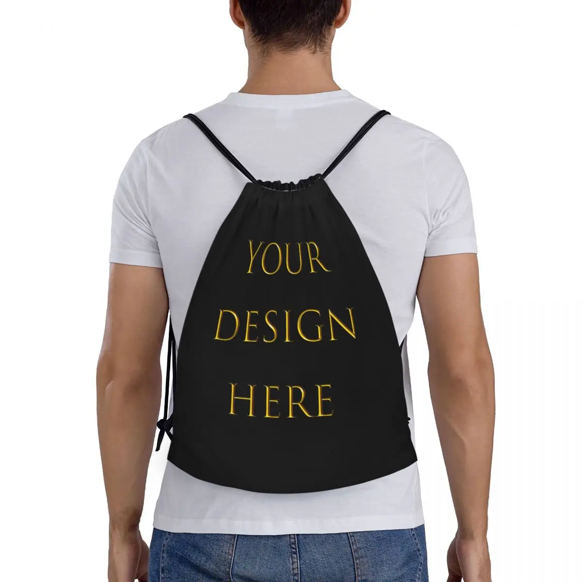 Custom Your Photo Logo Text Print Drawstring Backpack  Gym Sport Sackpack Portable Your Design Here DIY Shopping Bag Sack 5