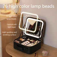 Smart LED Cosmetic Case with Mirror Cosmetic Bag Travel Makeup Bags for Women Fashion Portable Storage Bag Travel Makeup Bags 2