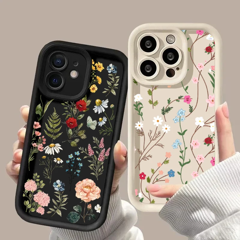 Cute Floral Pattern Matte Silicone Shell Case