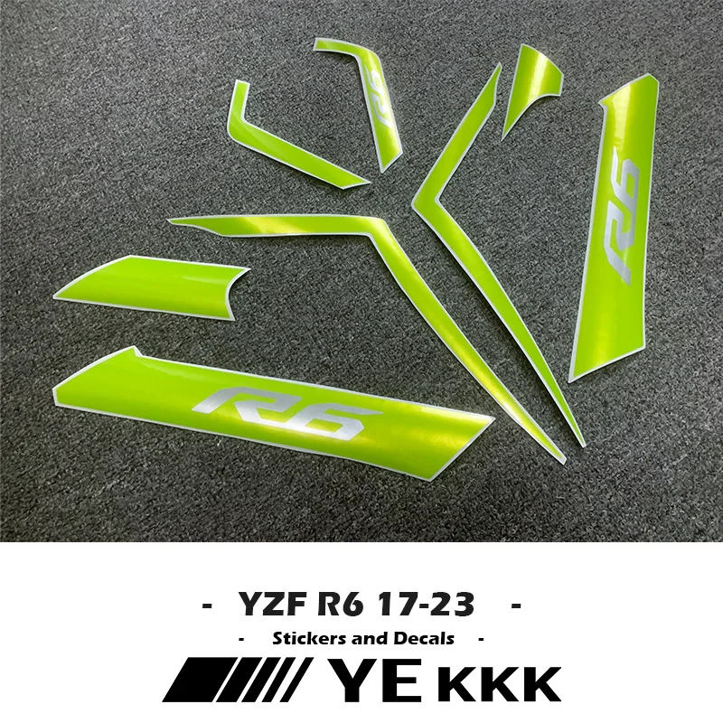 For YAMAHA YZF-R6 YZF-R6M YZF-R6S 2023 Fairing Shell Sticker Decal Whole Car Lines Fluorescent Yellow 2017-2023 New for yamaha xt 600 z tenere 1983 1984 fairing shell sticker decal replica full car sticker decals