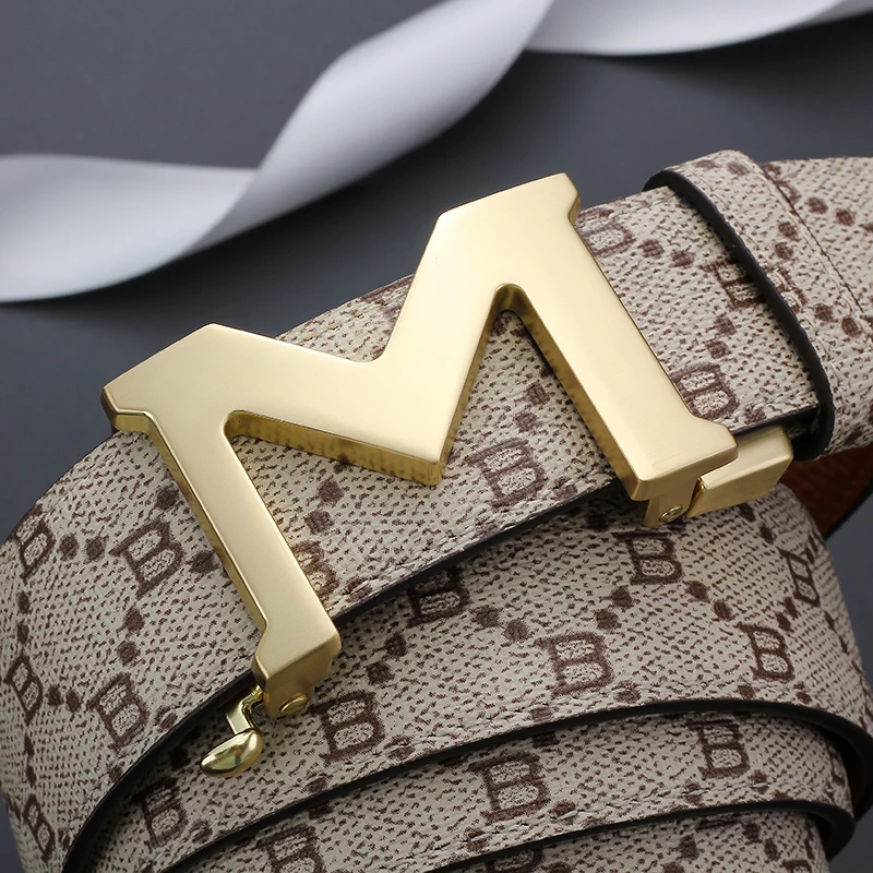 Gift ready”Korean style men's Strap,“M” Letter New Automatic