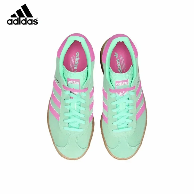Sports Board Shoes Adidas Originals Gazelle Bold Women Skateboarding Thick Sole Casual Non-slip Wear Low Green Powder Brown H06125