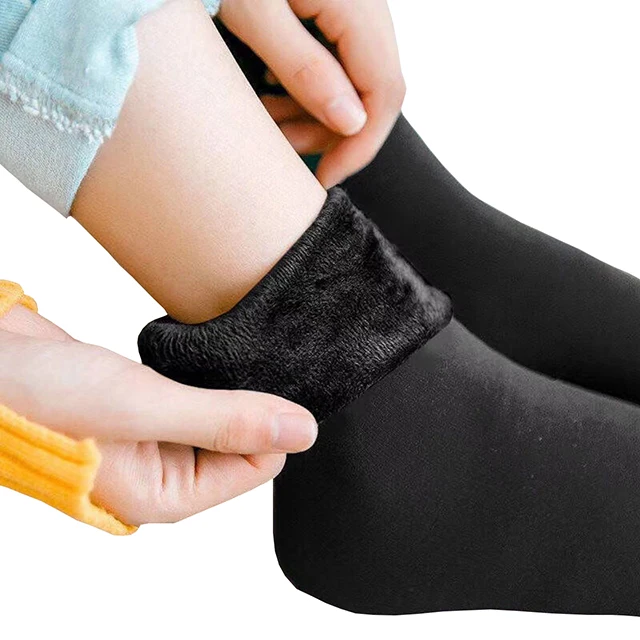 New Velvet Women Winter Warm Thicken Thermal Socks Soft Casual Solid Color Sock Wool Cashmere Home Snow Boots Floor Sock 1Pairs Black