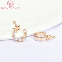 (5779) 4PCS 9x12MM 24K Gold Color Brass with Zircon Star Charms Pendants High Quality DIY Jewelry Making Findings Wholesale