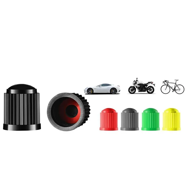 10 Tappi Per Valvole Pneumatici Auto - Nero Con Guarnizione In Gomma - Per Bici, Moto, Auto - Foto 2