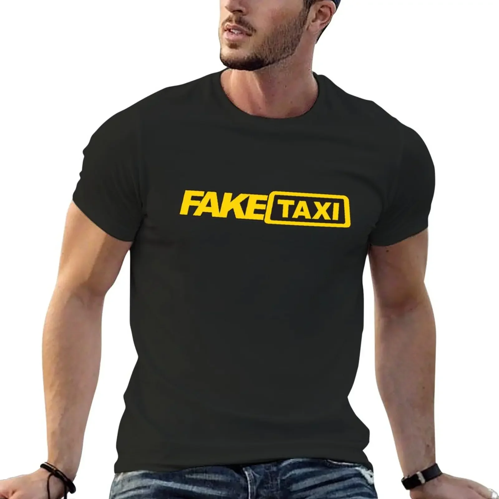 

Fake taxi logo high quality T-Shirt cute tops Blouse aesthetic clothes funny t shirts for men