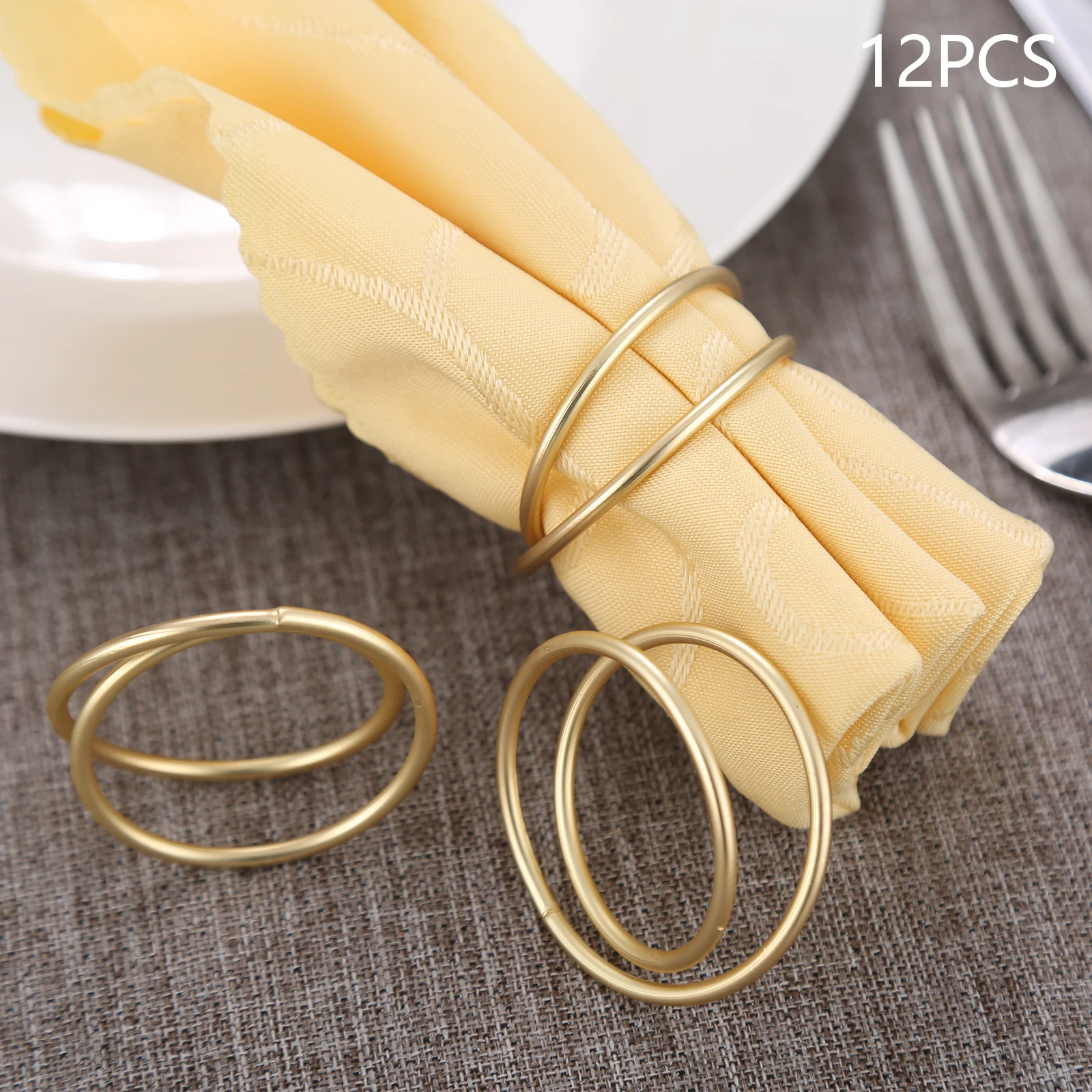 12pcs Cross 2-Circles Napkin Rings Matte Golden Table Tissue Metal Holder Dump Gold Minimalist Decor Party Wedding Home/Hotel