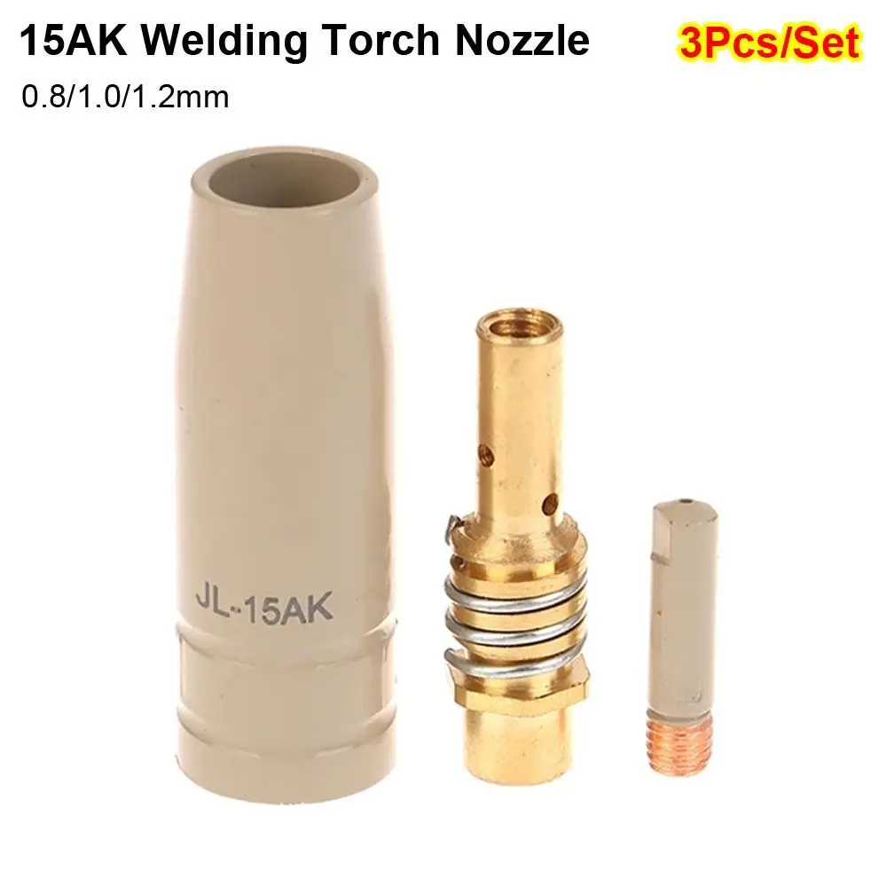 3Pcs/Set 0.8/1.0/1.2mm 15AK Welding Torch Nozzle Aviation Aluminum Protection MIG Torch Nozzle Tip New Coating