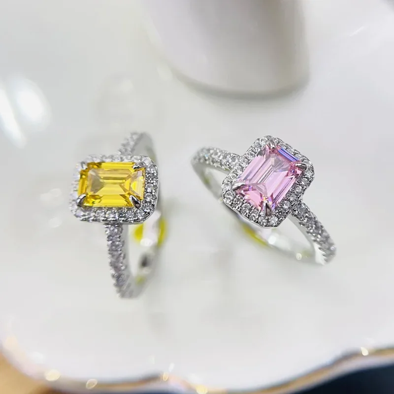 

DIWENFU S925 Silver Sterling Jewelry Ring for Women Fine Wedding Bands Engagement Yellow Topaz Gemstone Anel Box Bizuteria Rings