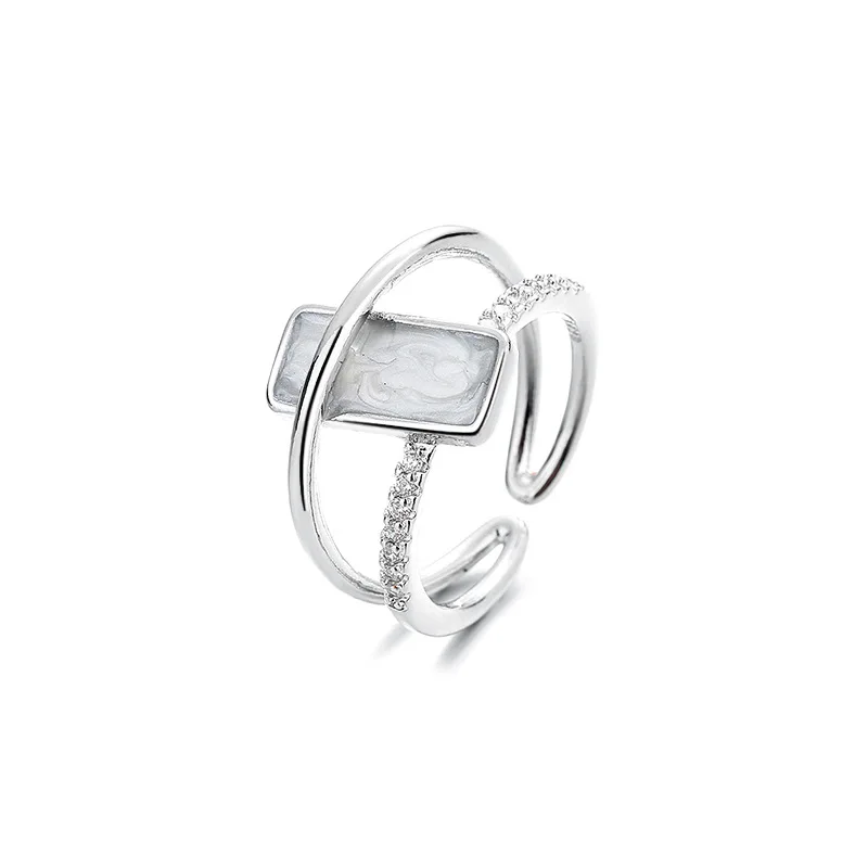 925 Sterling Silver Double Layer Water Drop Ring for Women - Detail View 23