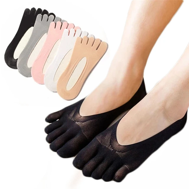 Calcetines de cinco dedos para mujer, medias invisibles ultrafinas con  silicona, antideslizantes, transpirables, antifricción, Verano - AliExpress