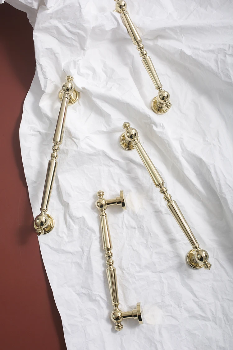 Bright Gold Solid Brass Cabinet Handle, botões