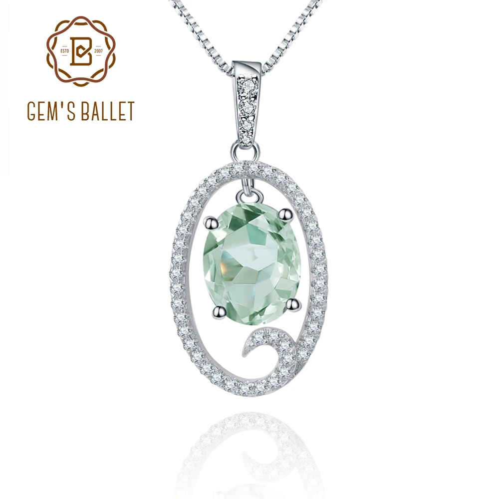 

Gem's Ballet 925 Sterling Silver Green Amethyst Oval Cut Smart Pendant Necklace For Women Girls Wedding Party Gift Fine Jewelry