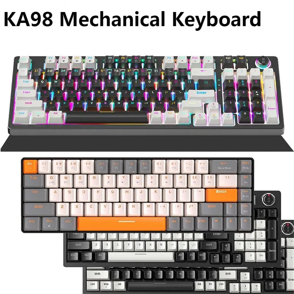 KA98 Gaming Mechanical Keyboard 98 Keys RGB Backlit HotSwappable