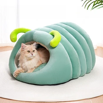 Pet Cat Nest Caterpillar Pet Nest Winter Warm Cat Nest Cute Dog House Closed Anti slip Soft Three dimensional Cat Dog Universal