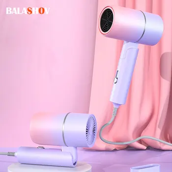 Asciugacapelli pieghevole con borsa per il trasporto Anione ad aria calda Cura dei capelli per la casa Mini asciugacapelli da viaggio Asciugacapelli Spazzola per capelli portatile Asciugacapelli 1