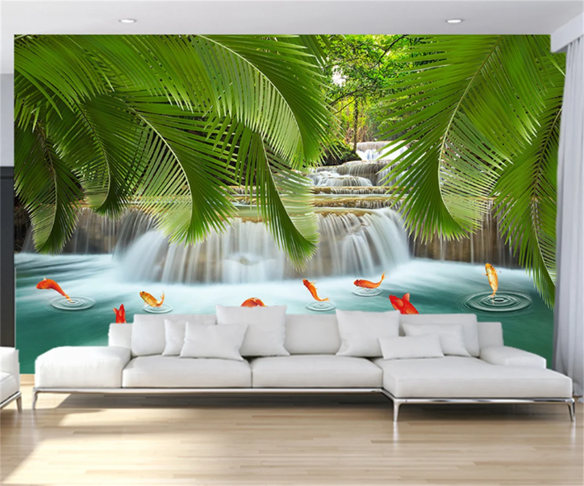 Customized 3D any size wallpaper mural fresh green natural deep mountain small river water nine fish figure sofa background wall pqwt tc300 fresh result water detector deep to underground 300 meters cheap deep underground water detector detector de metales