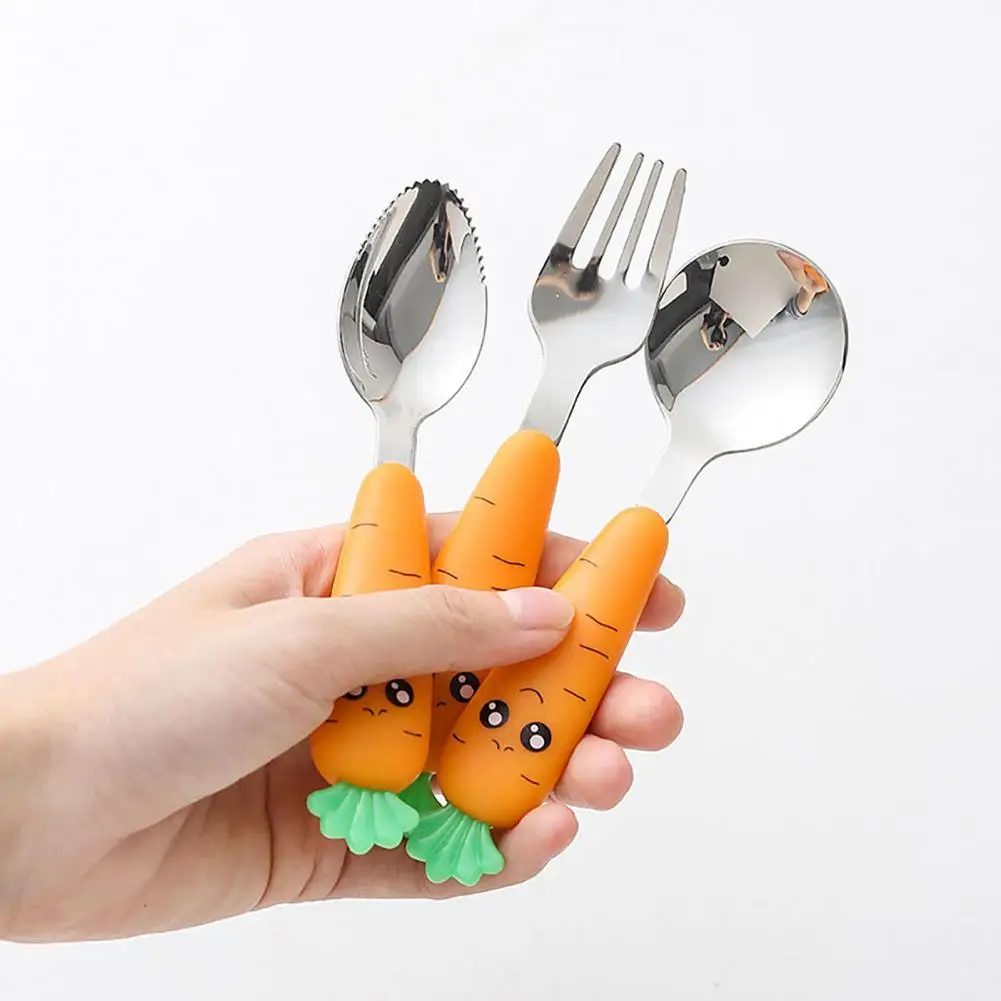 1 Pc Stainless Steel Children Cutlery Parrot Shape Cartoon Fork Head Passivation Safe Spoon Cute Fork For Kids Children Utensil