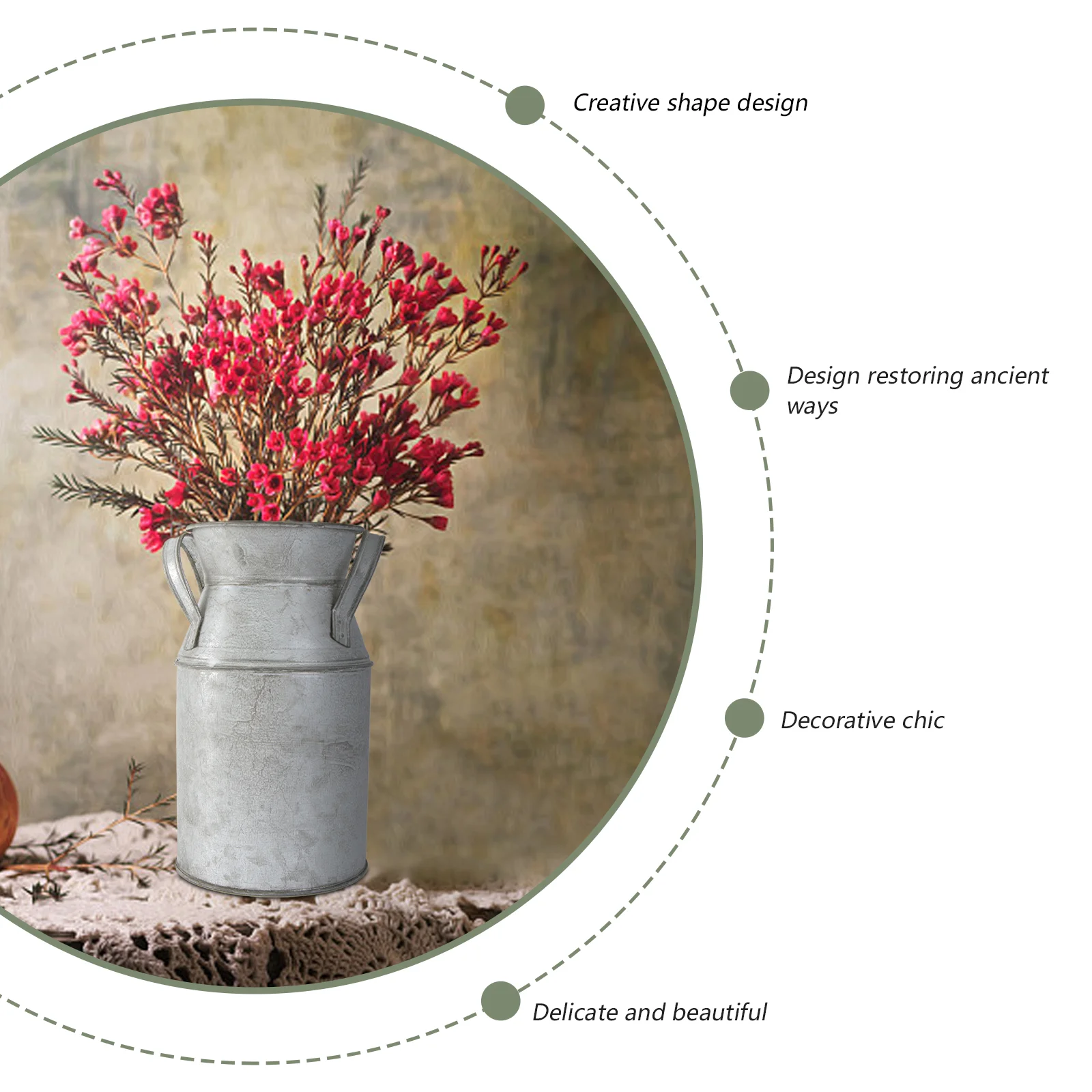 Tin Bucket Retro Iron Vase Creative Flower Pot Artistic Vintage Old Treatment Milk Jug Stylish 6