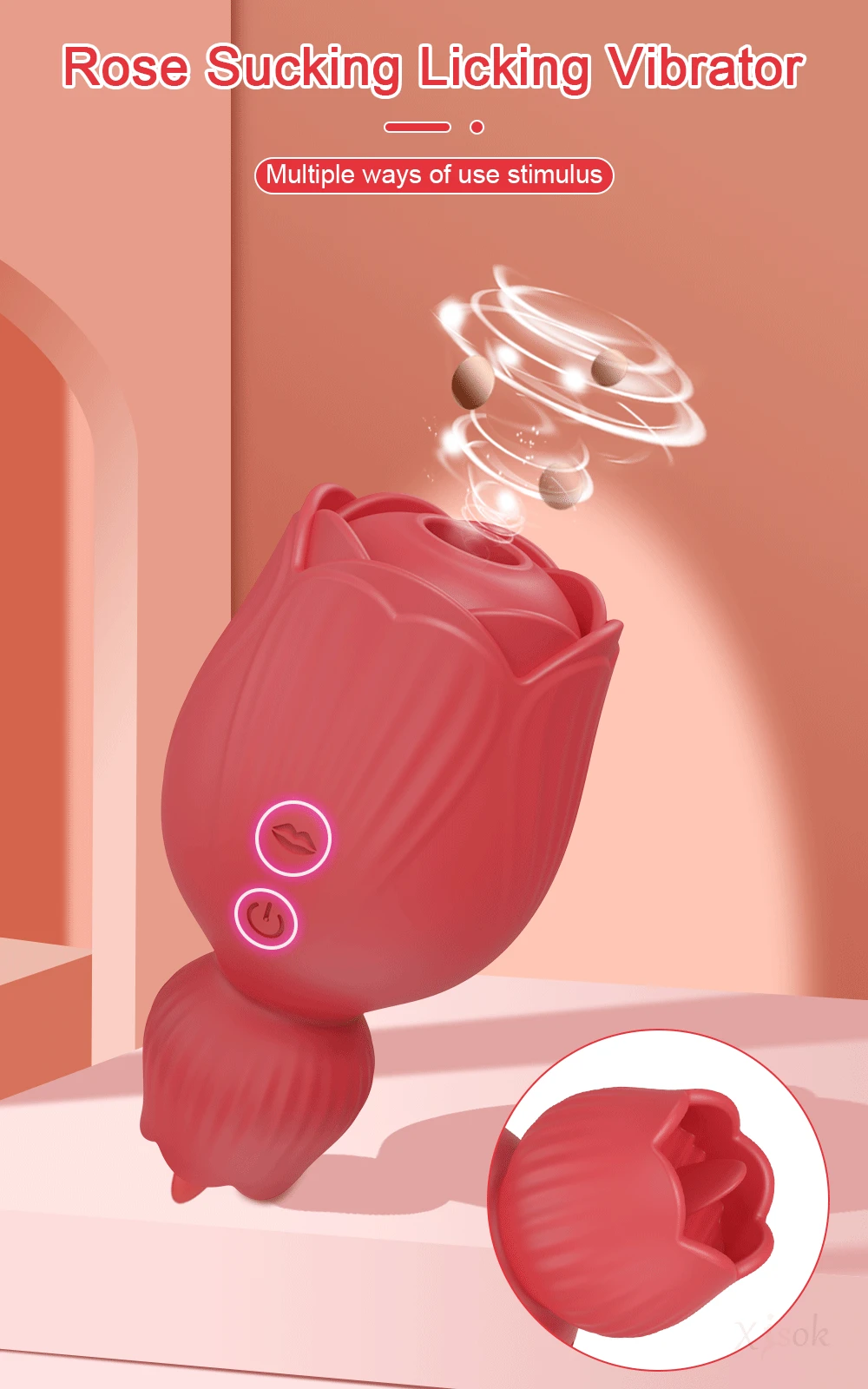 Rose Sucking Vibrator for Women Clitoral Stimulator Tongue Licking Oral Nipple Sucker Powerful Vacuum Vibration Adult Sex Toys