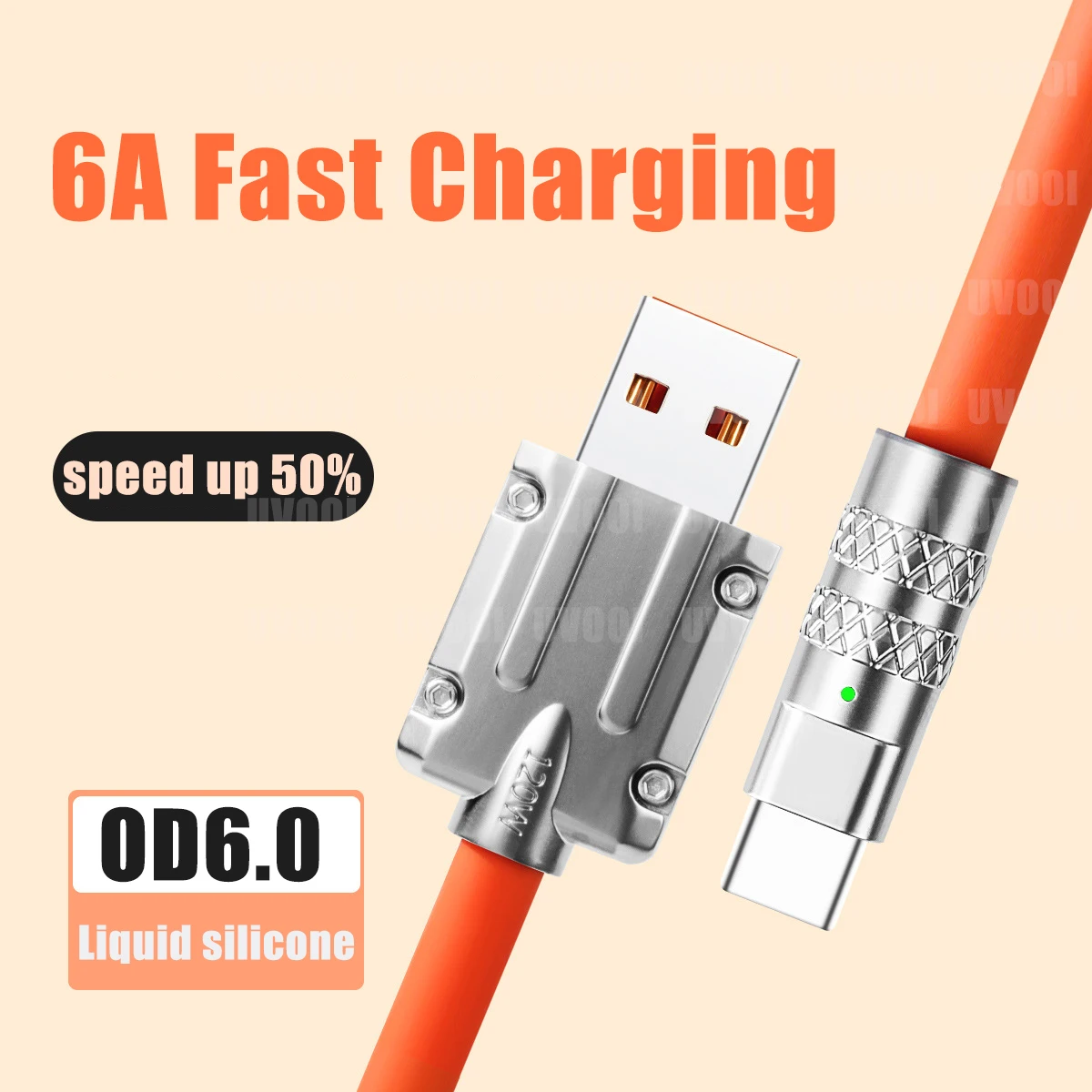 UVOOI 고속 충전 케이블, 액체 실리콘 날짜 케이블, USB C 케이블, 샤오미 화웨이 삼성 픽셀 마이크로 라이트닝 충전 케이블