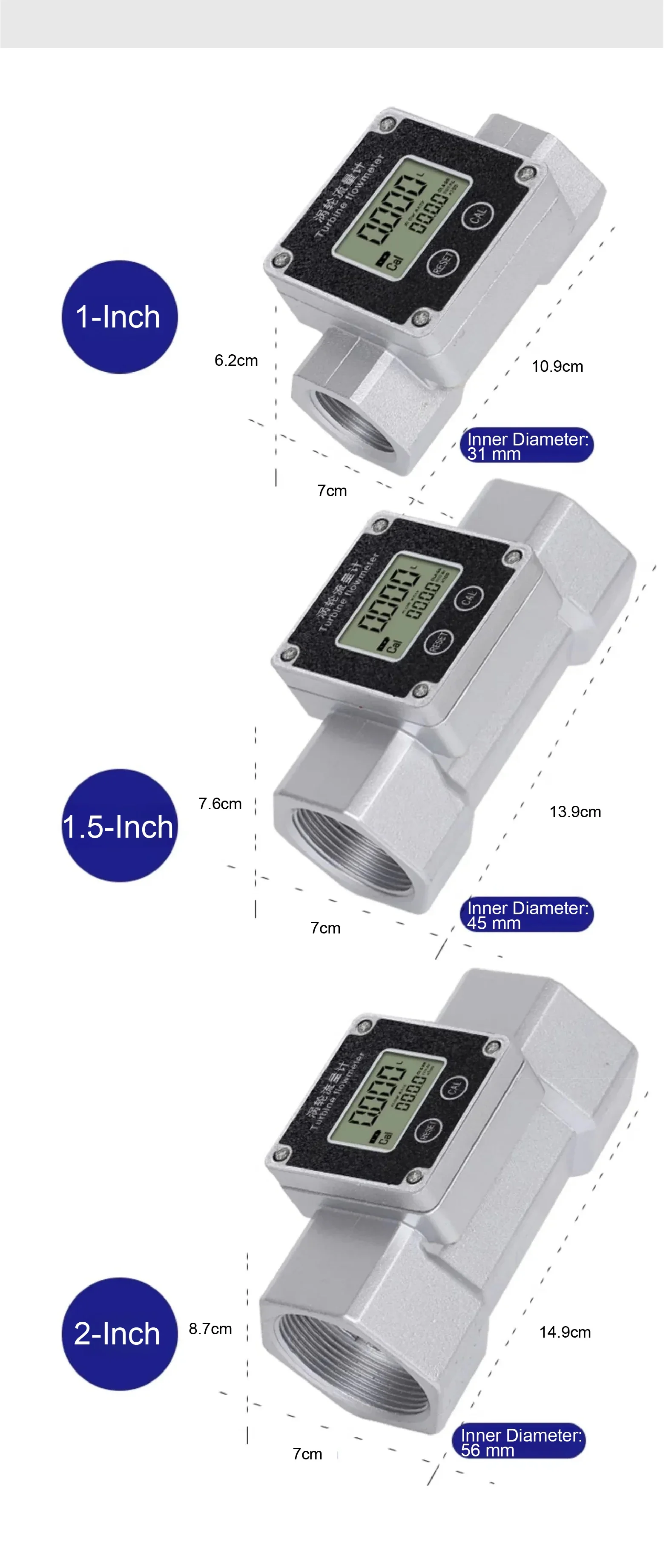 Electronic Turbine Flow Meter Stainless Steel Turbine Flowmeter High Accuracy Di