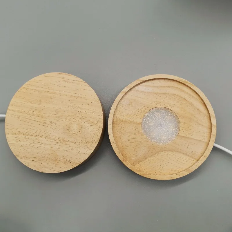 Présentoir Lumineux LED à Piles AAA De 15 Cm, Base En Bois