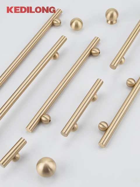 KEDLO ทองเหลืองยุโรปโมเดิร์น Minimalist Ball รูปฐานยาวฮาร์ดแวร์ทองแดงดึงตู้ครัวลิ้นชักดึง 1
