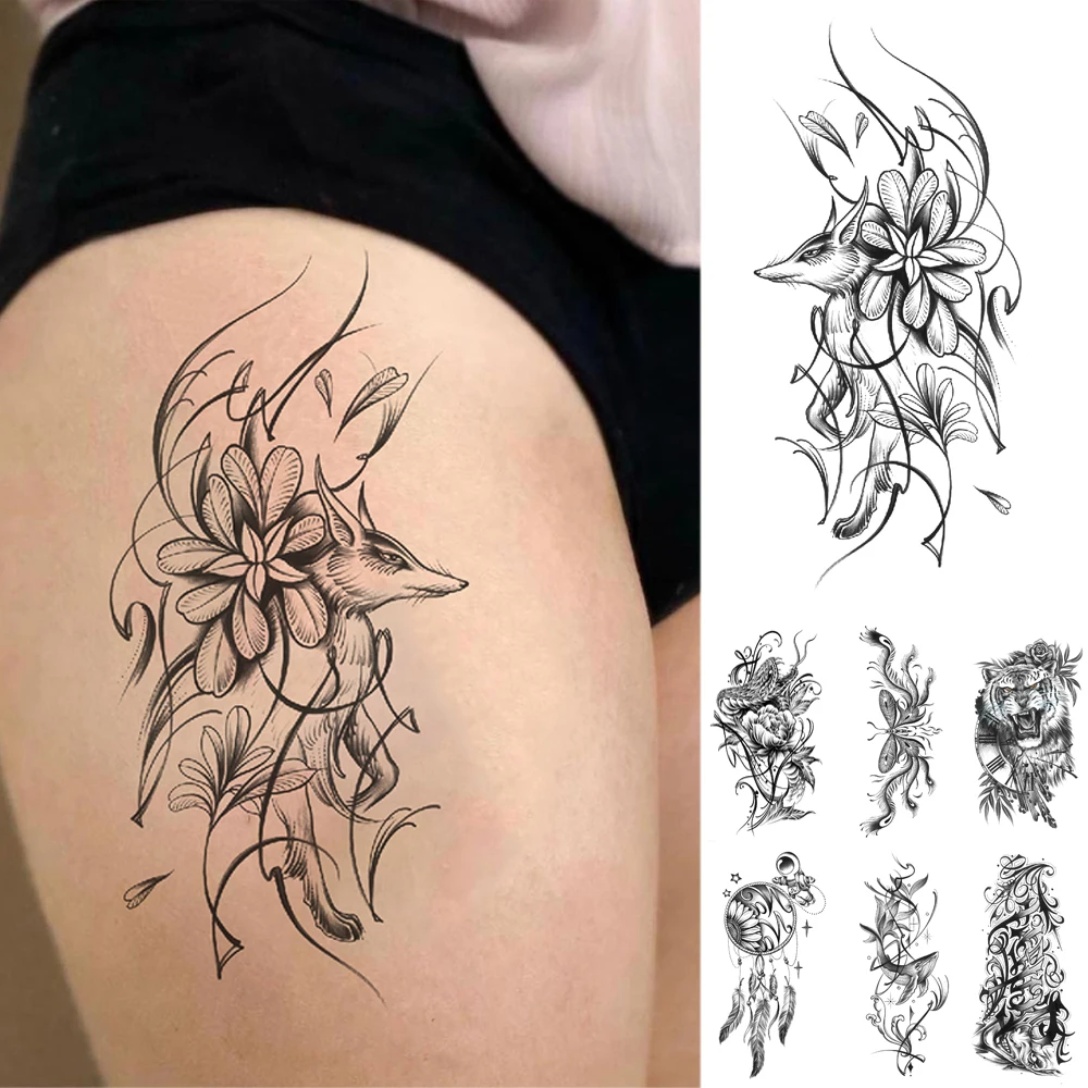

Waterproof Temporary Tattoo Forest Wolf Fox Body Art Sticker for Kids Men Women