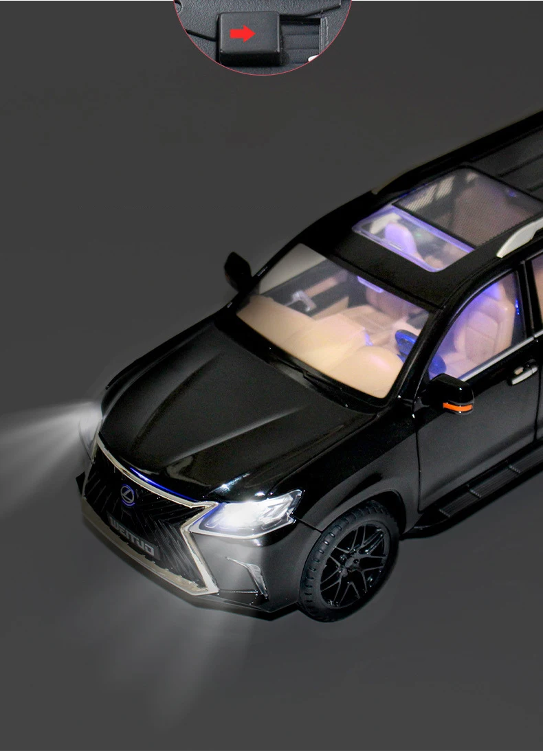 High Simitation 1:18 Lexus Lx570 Off-Road Suv Alloy Car Model Diecast Pull Back Car Red &Amp; Silver Color