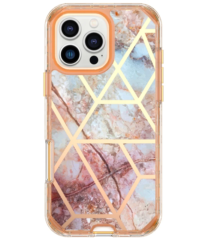 Electroplated 3-in-1 IMD Striped Hard Silicone Case