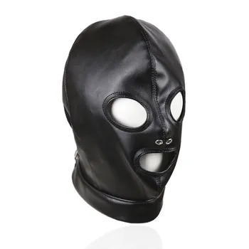SM Leather Padded Hood Blindfold,Mouth Ball Gag,Fetish Slave BDSM Bondage Head Harness Sex Mask Cosplay Sex Toys For Couple 5