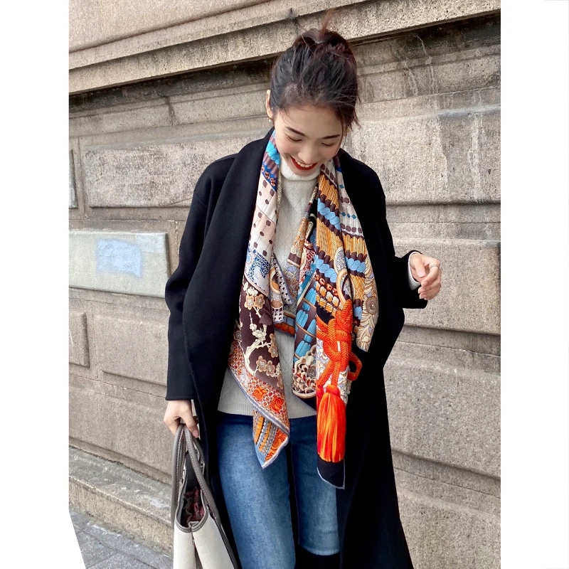 Bufanda lana seda samurái japonesa para mujer, suave, bordes enrollados, Pashmina, chales de marca, estola, capa, manta gigante, invierno, _ - AliExpress Mobile