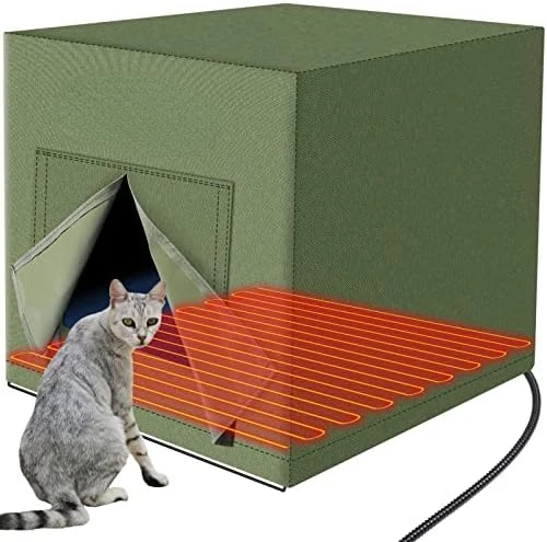 

Heated Cat House for Outdoor Cats in Winter, Anti-Soaking Insulated Cat House, Elevated & Weatherproof, Warm Cat Shelter wit Cat