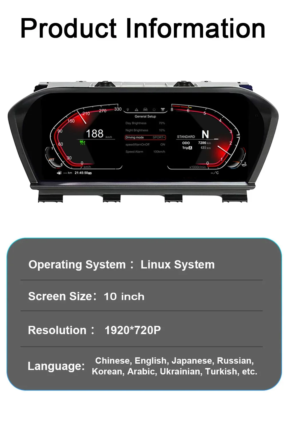 10'' Digital instrument cluster For BMW 1/2 Series F20 F52 F22 F45 X1 F48 F49 X2