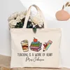 Personalized Tote Bag Custom Name Canvas Shoulder Bags Teacher Life Shopping Bag Female Travel Handbags Best Gift for Teachers 5