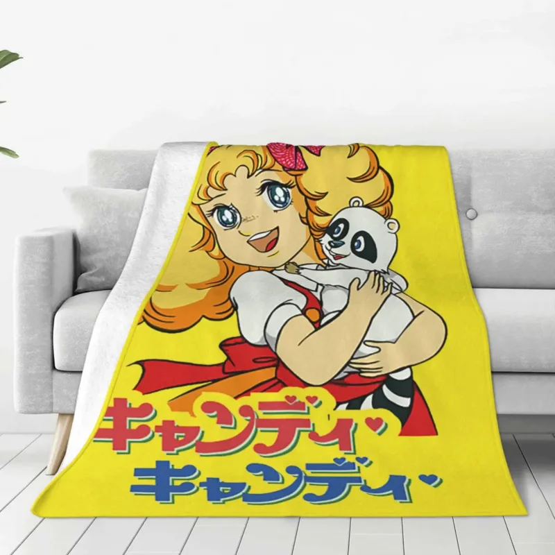 

Candy Candy Anime 80s Kawaii Manga Knitted Blanket Flannel Lightweight Throw Blanket for Outdoor Travel Bed Rug