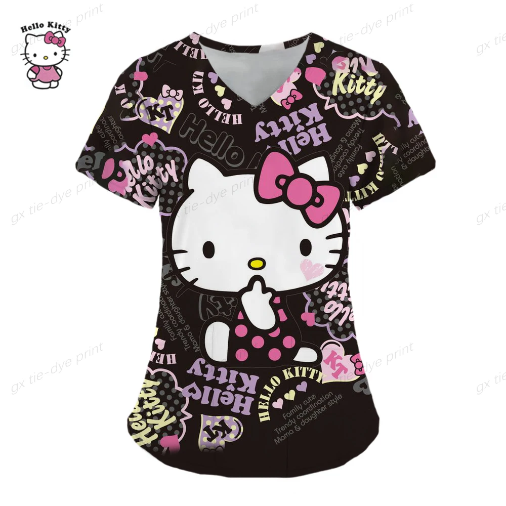 thumbnail image 1 of Camiseta Hello Kitty Camisetas Uniforme Enfermera Bolsillo Hello Kitty Cuello V Ropa Mujer Tops Hospital Top Mujer 2023 Uniforme Cuello, 1 of 5